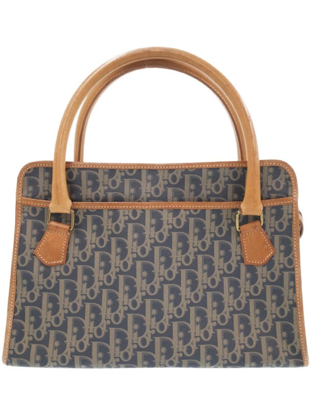 Christian Dior Trotter monogram handbag navy Beige Cream canvas Brown